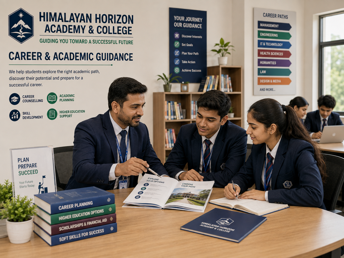 Students studying +2 Science at Himalayan Horizon Academy and College
