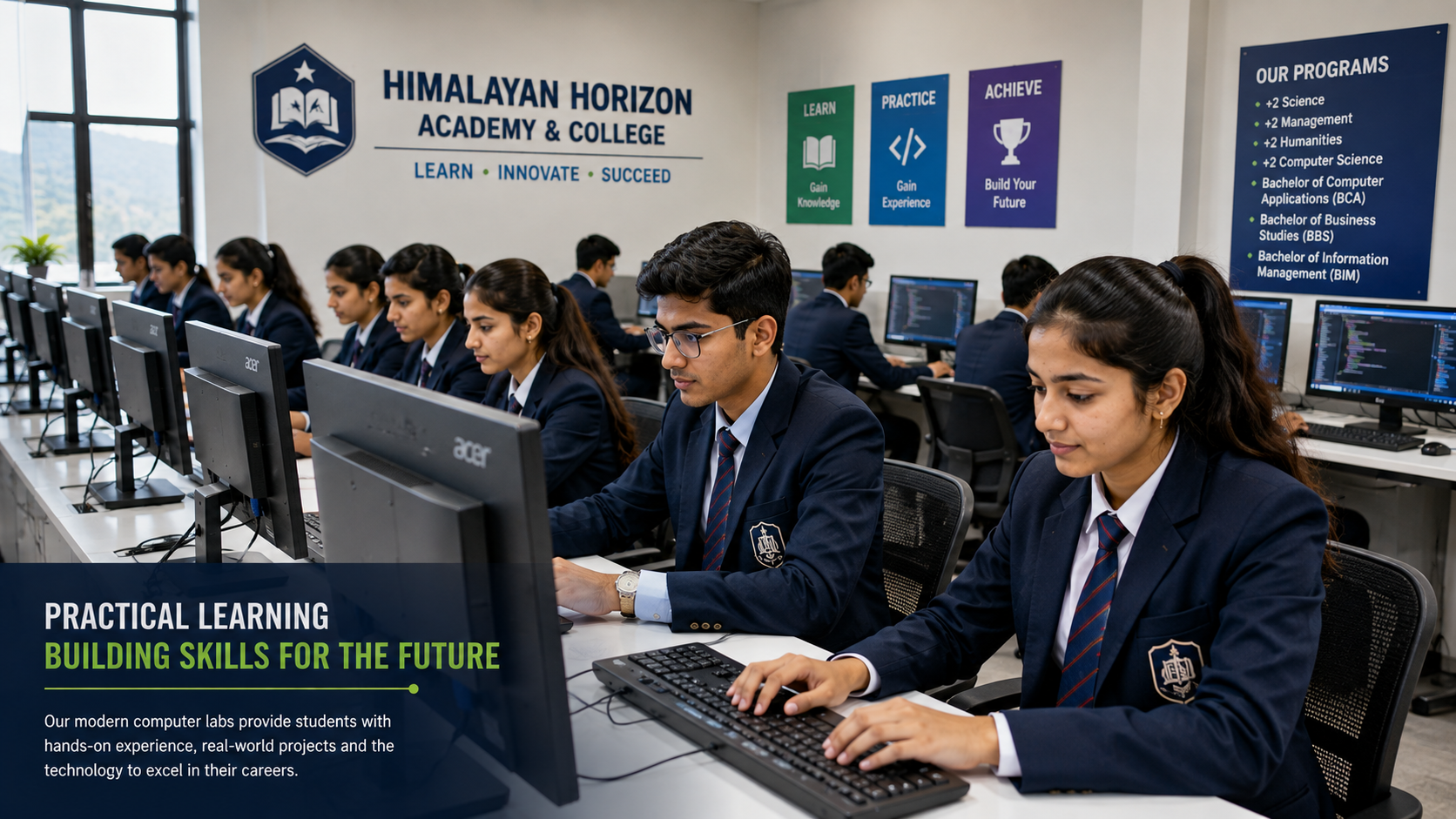Students studying +2 Management at Himalayan Horizon Academy and College